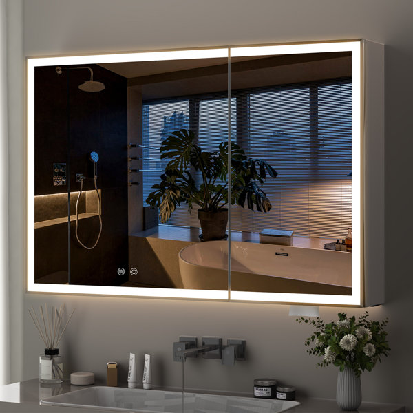 Wrought Studio Preinstalled Bathroom Mathys With Mirror, 80x60cm White